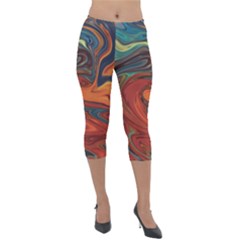 Abstract Art Pattern Lightweight Velour Capri Leggings 