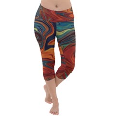 Abstract Art Pattern Lightweight Velour Capri Yoga Leggings by HermanTelo