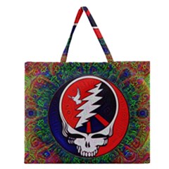 Grateful Dead Zipper Large Tote Bag by Sapixe