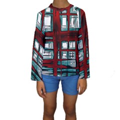 Abstract Color Background Form Kids  Long Sleeve Swimwear