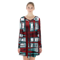 Abstract Color Background Form Long Sleeve Velvet V-neck Dress by HermanTelo