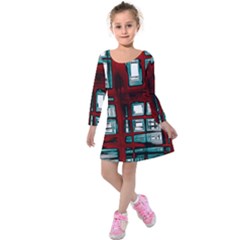 Abstract Color Background Form Kids  Long Sleeve Velvet Dress by HermanTelo