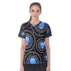Abstract Glossy Blue Women s Cotton Tee