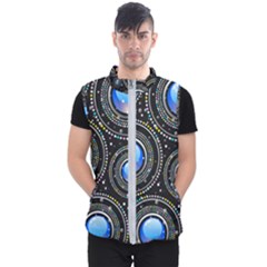 Abstract Glossy Blue Men s Puffer Vest