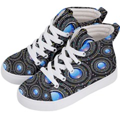 Abstract Glossy Blue Kids  Hi-top Skate Sneakers by HermanTelo