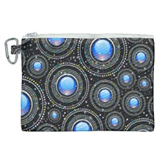 Abstract Glossy Blue Canvas Cosmetic Bag (xl)