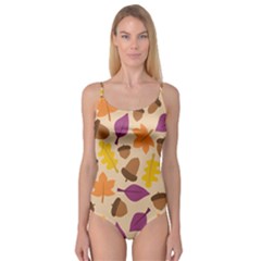 Acorn Leaves Pattern Camisole Leotard 