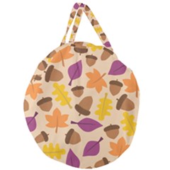 Acorn Leaves Pattern Giant Round Zipper Tote
