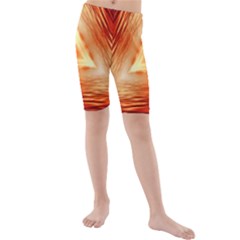 Abstract Orange Triangle Kids  Mid Length Swim Shorts by HermanTelo