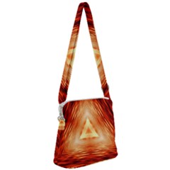 Abstract Orange Triangle Zipper Messenger Bag