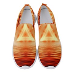 Abstract Orange Triangle Women s Slip On Sneakers