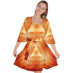 Abstract Orange Triangle Velour Kimono Dress