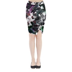 Abstract Science Fiction Midi Wrap Pencil Skirt