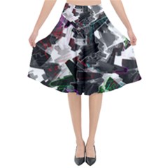 Abstract Science Fiction Flared Midi Skirt by HermanTelo