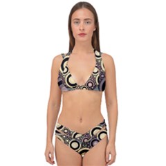 Art Retro Vintage Double Strap Halter Bikini Set