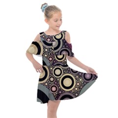 Art Retro Vintage Kids  Shoulder Cutout Chiffon Dress