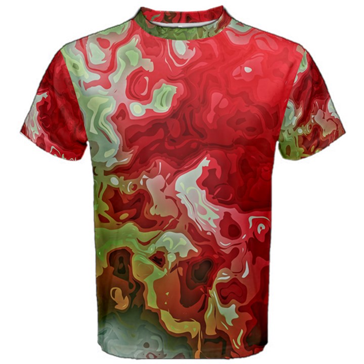 Abstract Stain Red Seamless Men s Cotton Tee