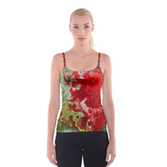 Abstract Stain Red Seamless Spaghetti Strap Top