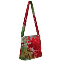 Abstract Stain Red Seamless Zipper Messenger Bag