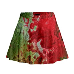 Abstract Stain Red Seamless Mini Flare Skirt by HermanTelo