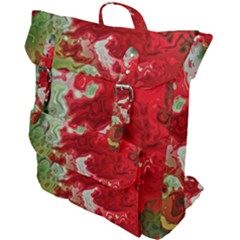 Abstract Stain Red Seamless Buckle Up Backpack