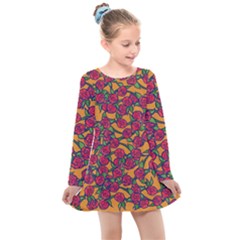 Roses  Kids  Long Sleeve Dress by BubbSnugg