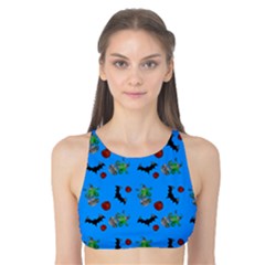 Halloween Witch Pattern Blue Tank Bikini Top by snowwhitegirl