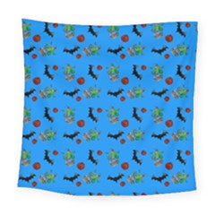 Halloween Witch Pattern Blue Square Tapestry (large)