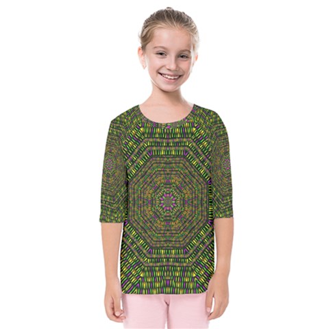 Peace Flower Planet And Calm Fire Kids  Quarter Sleeve Raglan Tee by pepitasart