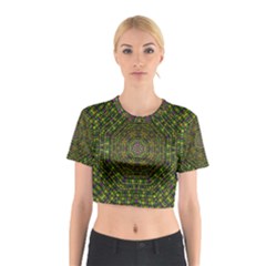 Peace Flower Planet And Calm Fire Cotton Crop Top by pepitasart