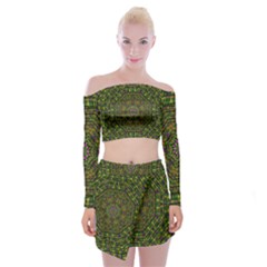 Peace Flower Planet And Calm Fire Off Shoulder Top With Mini Skirt Set by pepitasart