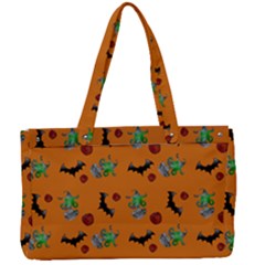 Halloween Witch Pattern Orange Canvas Work Bag by snowwhitegirl