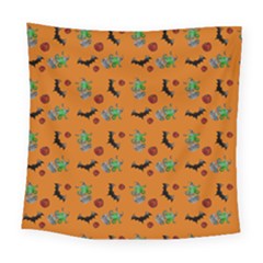 Halloween Witch Pattern Orange Square Tapestry (large)
