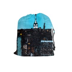 City Town Drawstring Pouch (large) by snowwhitegirl