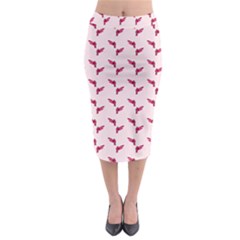 Pink Parrot Pattern Midi Pencil Skirt by snowwhitegirl