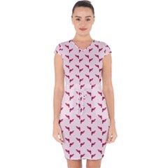 Pink Parrot Pattern Capsleeve Drawstring Dress  by snowwhitegirl