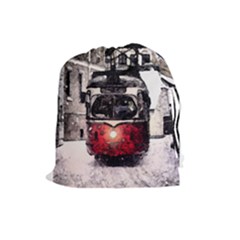 Winter Trolley Drawstring Pouch (large) by snowwhitegirl