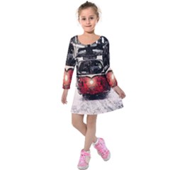 Winter Trolley Kids  Long Sleeve Velvet Dress by snowwhitegirl