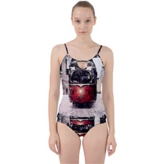 Winter Trolley Cut Out Top Tankini Set by snowwhitegirl