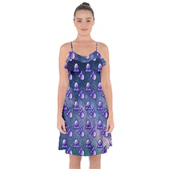 Kawaii Space Rocket Pattern Ruffle Detail Chiffon Dress