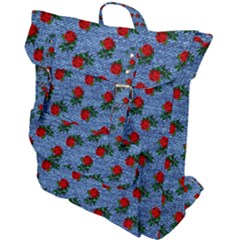 Blue Denim And Roses Buckle Up Backpack by snowwhitegirl