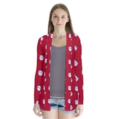 Lazy Bat One Red Pattern Drape Collar Cardigan