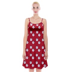 Lazy Bat One Red Pattern Spaghetti Strap Velvet Dress