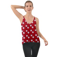 Lazy Bat One Red Pattern Chiffon Cami