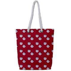 Lazy Bat One Red Pattern Full Print Rope Handle Tote (small) by snowwhitegirl