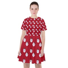 Lazy Bat One Red Pattern Sailor Dress