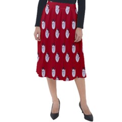 Lazy Bat One Red Pattern Classic Velour Midi Skirt  by snowwhitegirl