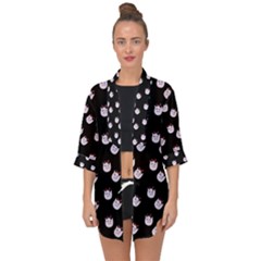 Lazy Bat On Black Pattern Open Front Chiffon Kimono by snowwhitegirl