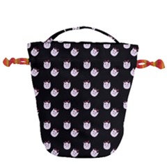 Lazy Bat On Black Pattern Drawstring Bucket Bag by snowwhitegirl