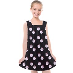 Lazy Bat On Black Pattern Kids  Cross Back Dress by snowwhitegirl